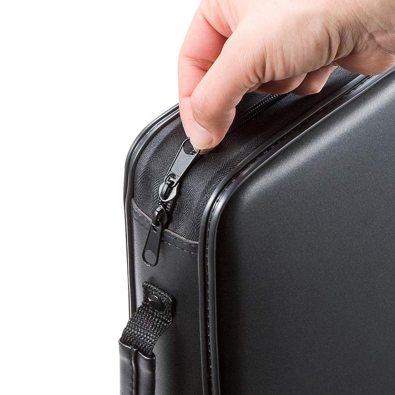 SANWA 160 Capacity CD Case, Large CD Sleeves, Portable DVD VCD Storage Box, Portable Zipper Bag, EVA Protective Blu-ray Wallet with Handle, For Car, Home, Office, Games Disc, Audio Music, Black - Image 4